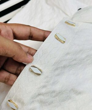 Alternative view of Royal Weave Panjabi – Ivory White  (RWP-1)