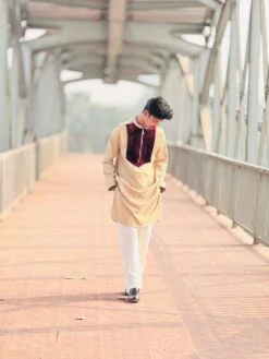 Alternative view of Premium Chinese Spandex Panjabi with Velvet Contrast ( PCV-1 )