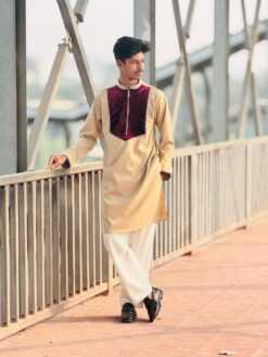 Premium Chinese Spandex Panjabi with Velvet Contrast ( PCV-1 )