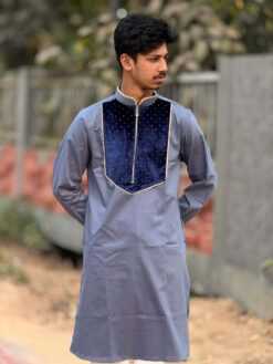 Premium Chinese Spandex Panjabi with Velvet Contrast ( PCV-4 )