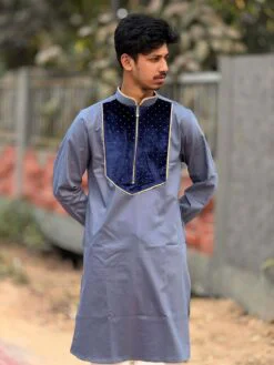 Premium Chinese Spandex Panjabi with Velvet Contrast ( PCV-4 )