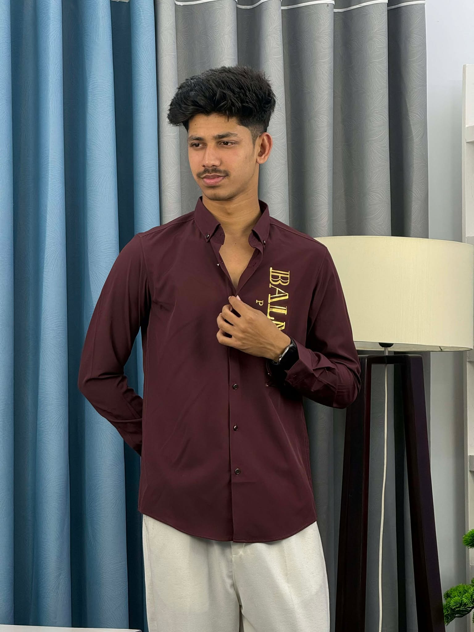 Balmain Premium Shirt (Maroon) (BPS-1)