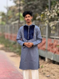 Alternative view of Premium Chinese Spandex Panjabi with Velvet Contrast ( PCV-4 )