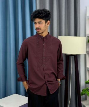 Alternative view of Tuxedo Shirt - Maroon(TS-3)
