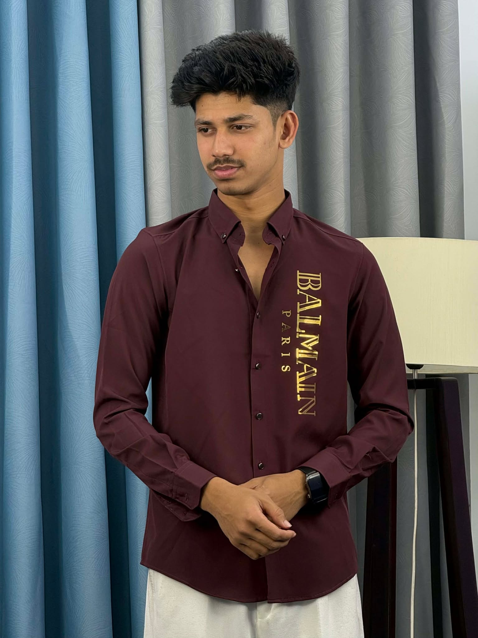 Balmain Premium Shirt (Maroon) (BPS-1) - Image 2
