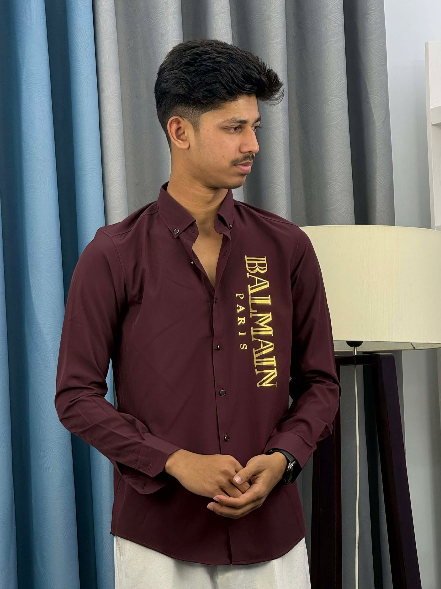 Balmain Premium Shirt (Maroon) (BPS-1) - Image 3
