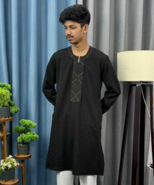 Alternative view of Round Neck China Popcorn Panjabi (RNP-4)