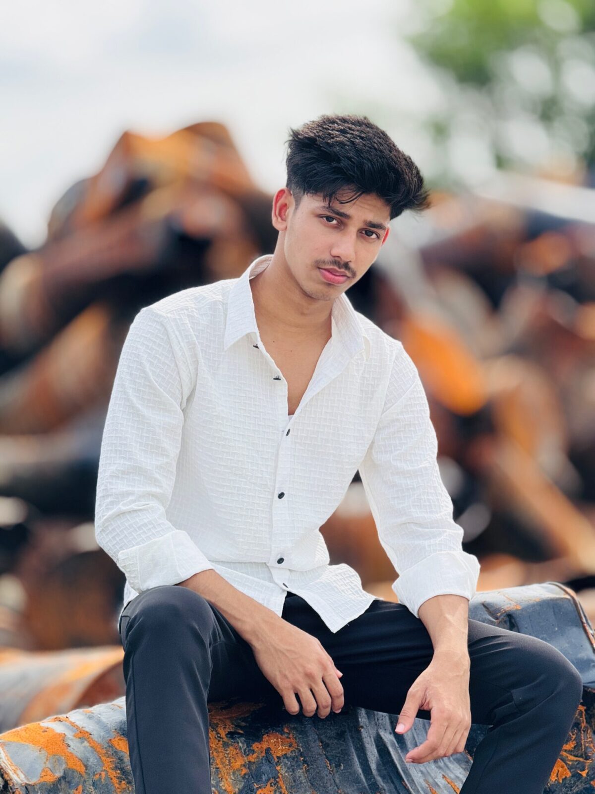 Textured Casual Shirt (White) (TCS-3)