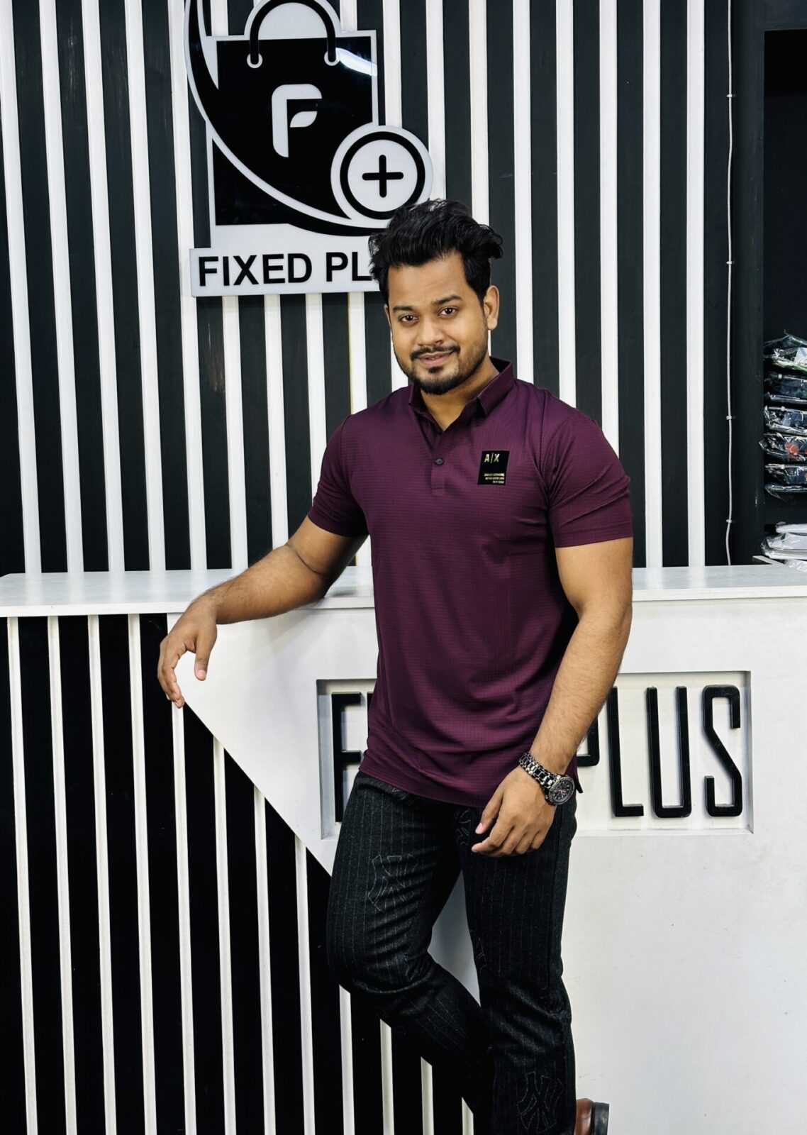 A/X China High Spandex Polo (Magenta) (POLO-1) - Image 2