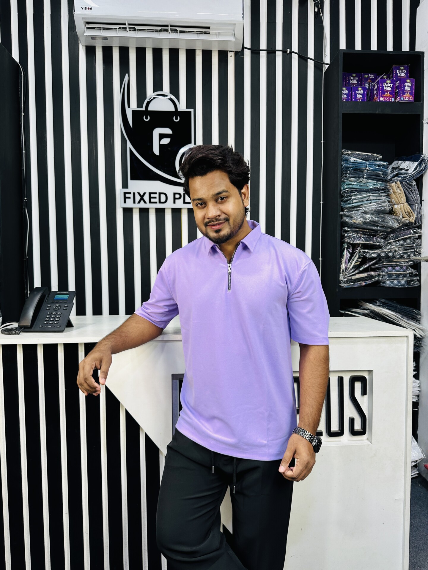 Drop Shoulder Polo purple (DSP-5) - Image 4