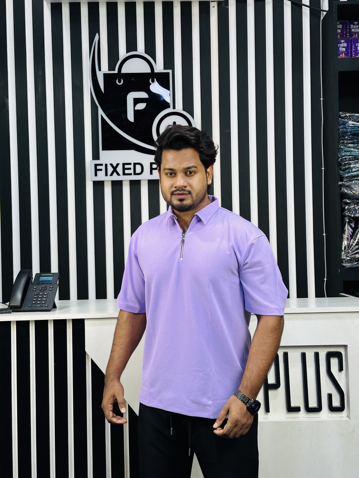 Drop Shoulder Polo purple (DSP-5) - Image 3