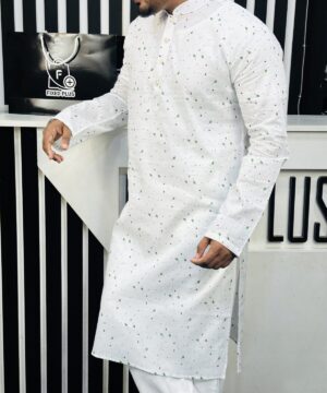 Alternative view of Cotton Printed Punjabi (Green Print) (CPP-2)