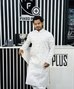 Alternative view of Cotton Printed Panjabi (Black Print) (CPP-1)