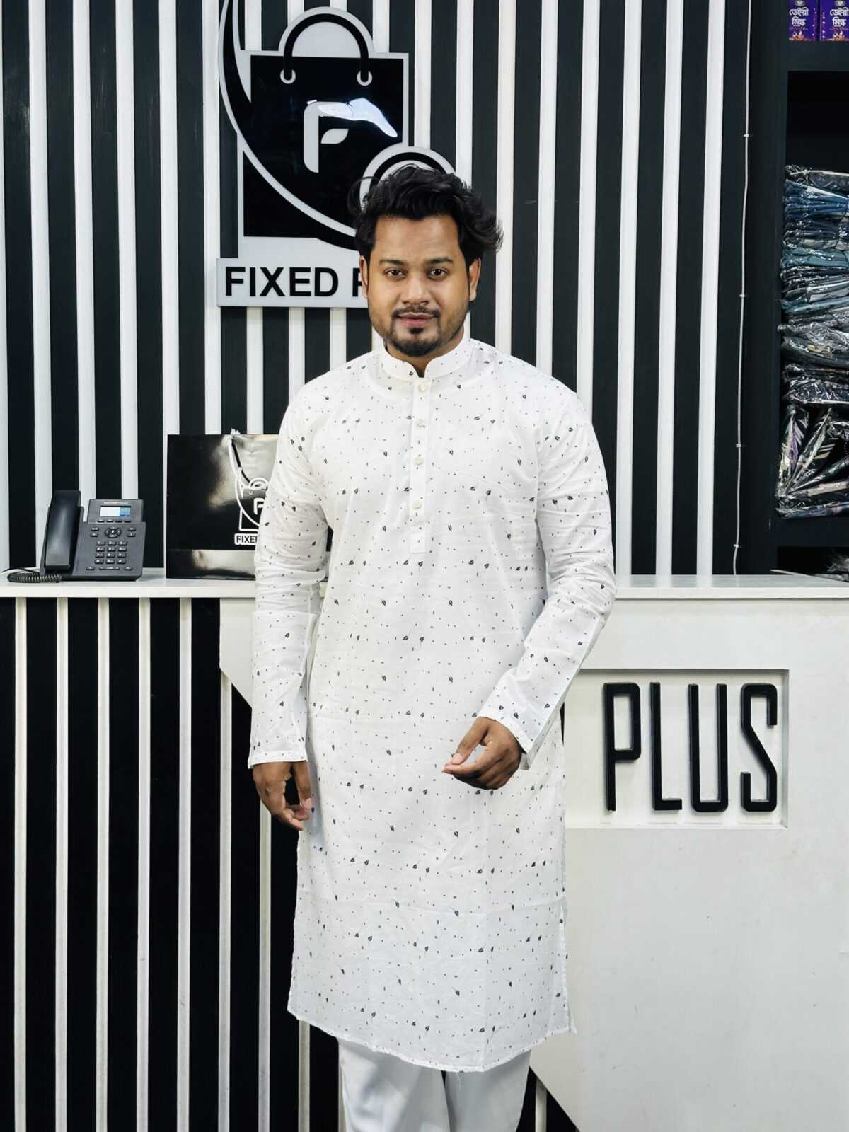 Cotton Printed Panjabi (Black Print) (CPP-1) - Image 4