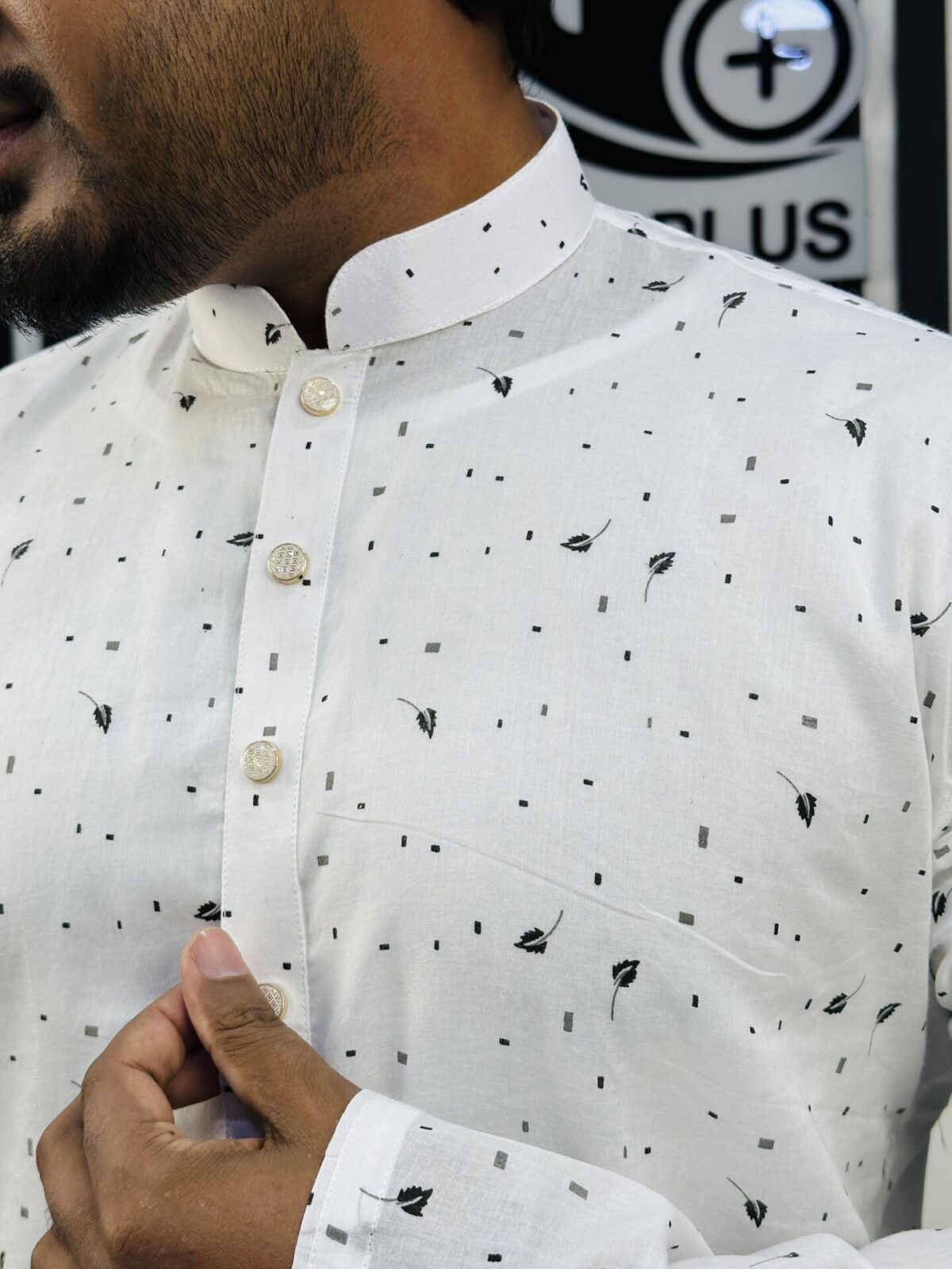 Cotton Printed Panjabi (Black Print) (CPP-1) - Image 5