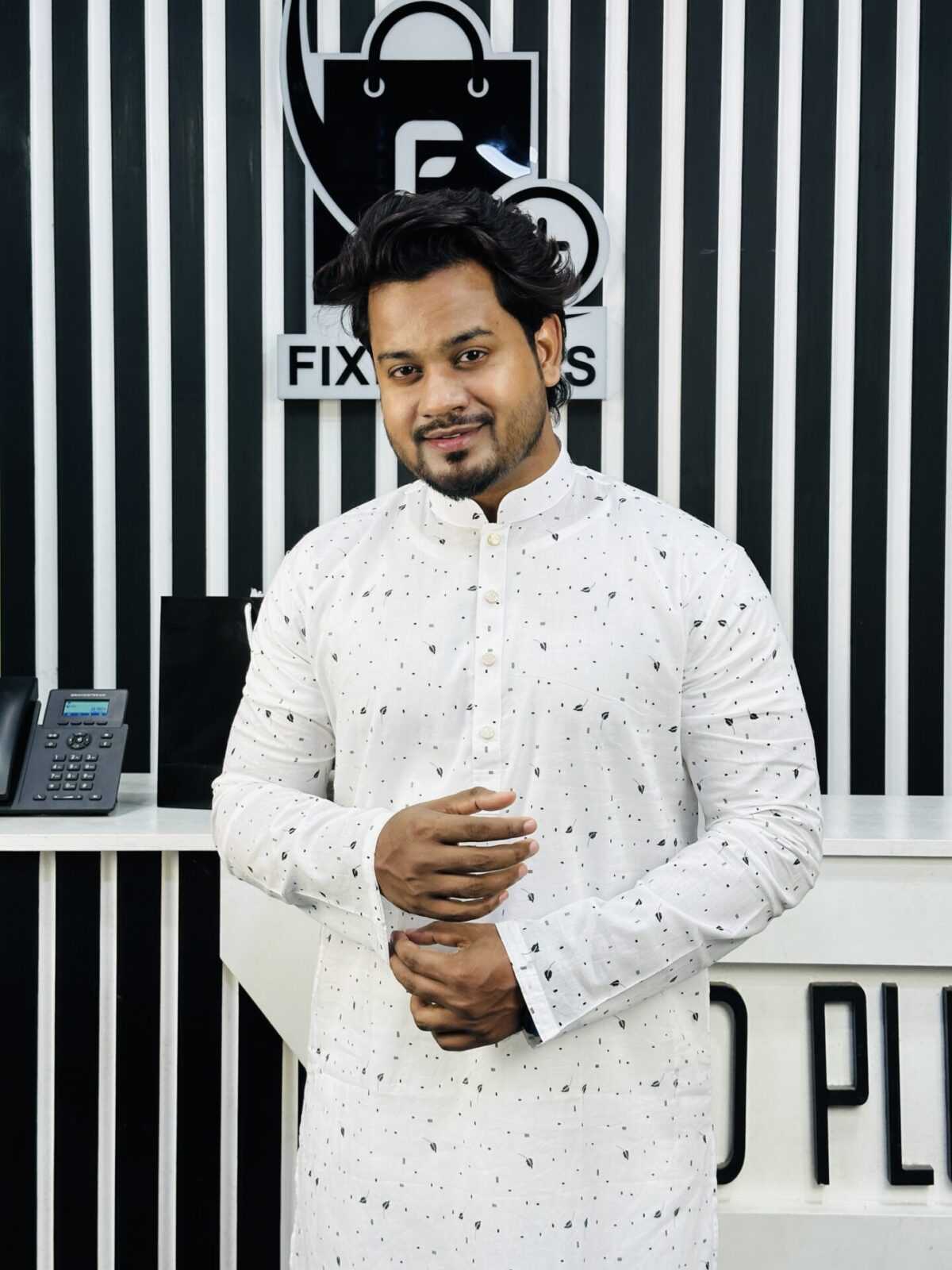 Cotton Printed Panjabi (Black Print) (CPP-1) - Image 3