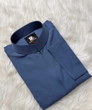 Alternative view of Classic Indonesian Thobe – Steel Blue (NIT-5)