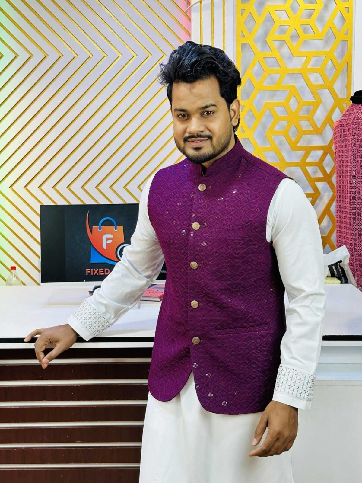 Party wear Sequence"Koty" (Magenta) (PSK-4)