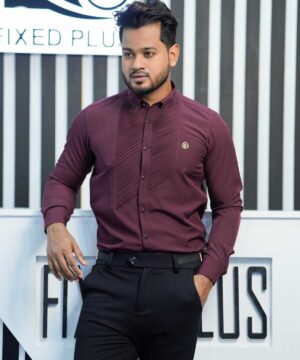 Alternative view of Tuxedo Shirt - Maroon(TS-3)