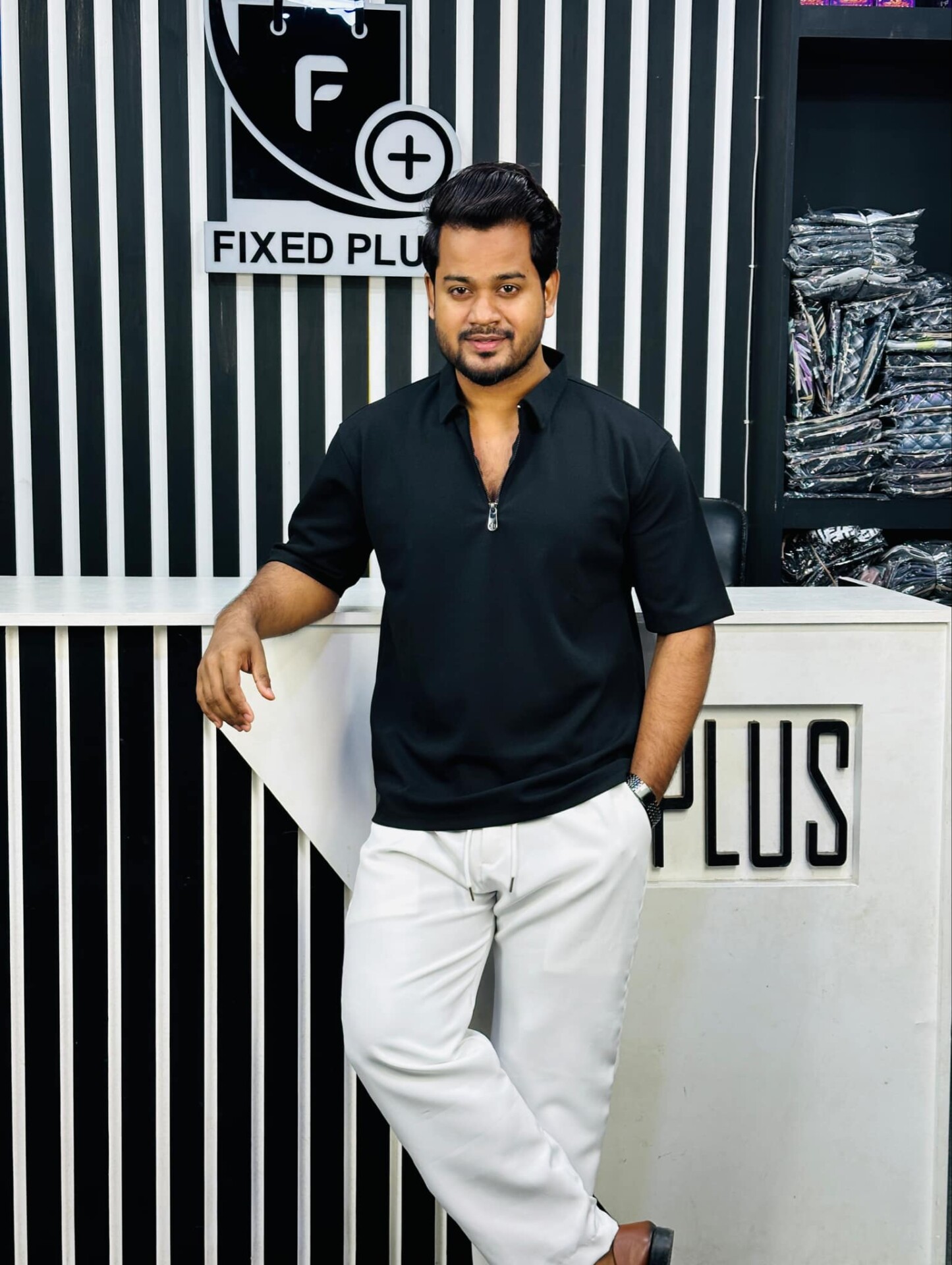 Drop Shoulder Polo Black (DSP-2)