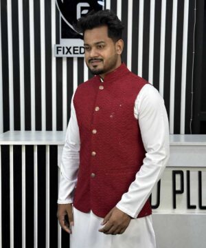 Alternative view of Party wear  Sequence"Koty" (Maroon) (PSK-6)