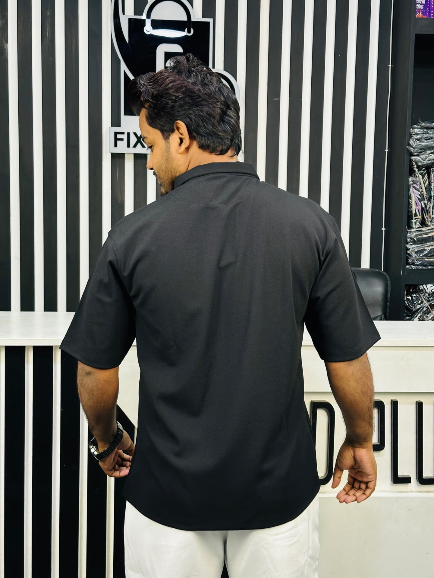 Drop Shoulder Polo Black (DSP-2) - Image 2