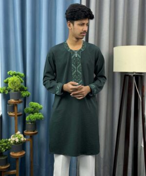 Alternative view of Round Neck China Popcorn Panjabi (RNP-3)