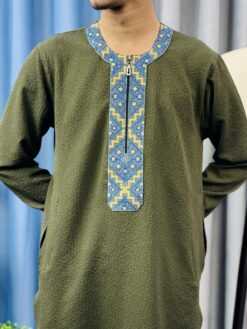 Alternative view of Round Neck China Popcorn Panjabi (RNP-5)