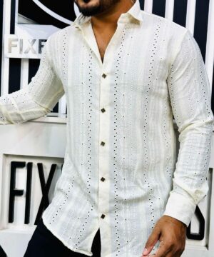 Alternative view of Chinese Spandex Shirt (Cream)(CSS-30)