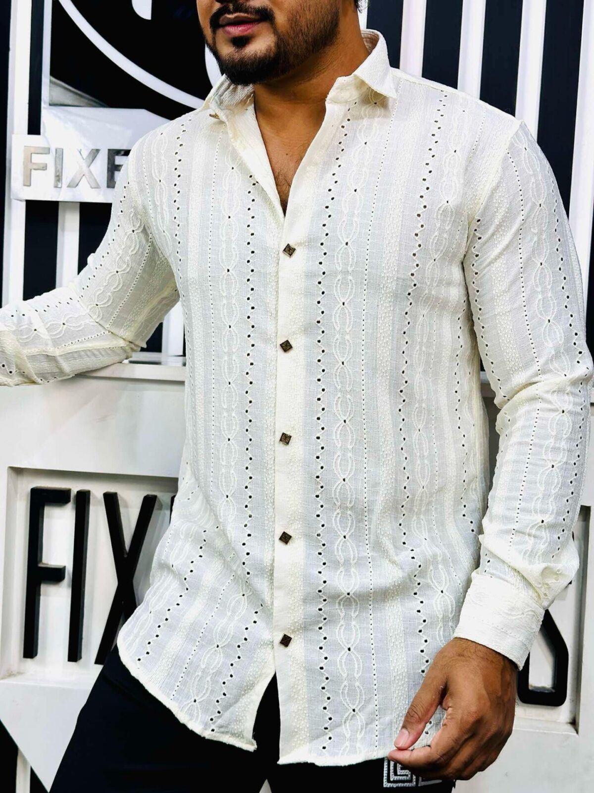 Chinese Spandex Shirt (Cream)(CSS-30) - Image 2