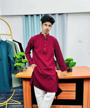 Premium Textured Panjabi(Maroon) (PTP-3)