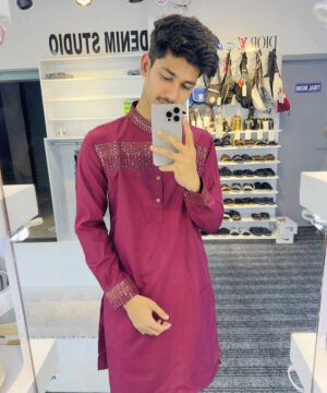 Embroidery Half Body Sequence (Meroon) 1223