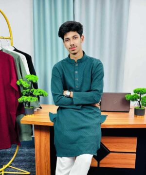 Premium Textured Panjabi(Dark Teal Grean) (PTP-1)